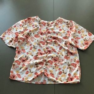 Abercrombie & Fitch Floral Button Detail Puff Sleeve Top